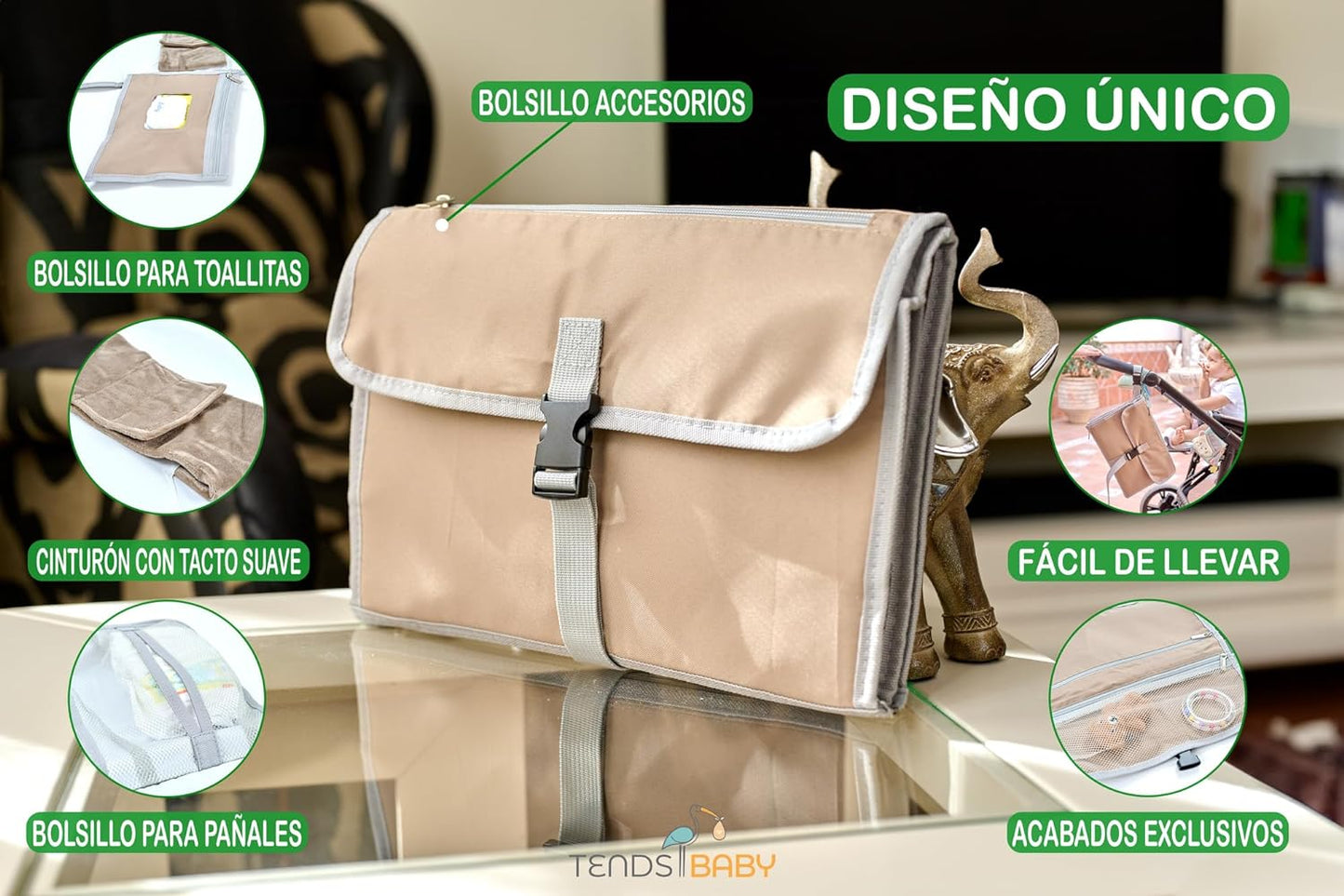 cambiador de viaje para bebé con cinturón