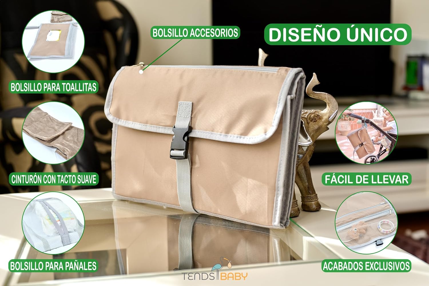 cambiador de viaje para bebé con cinturón