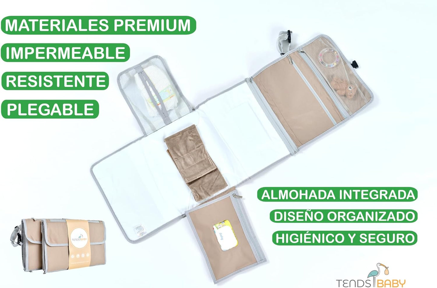 cambiador portátil con correa de seguridad