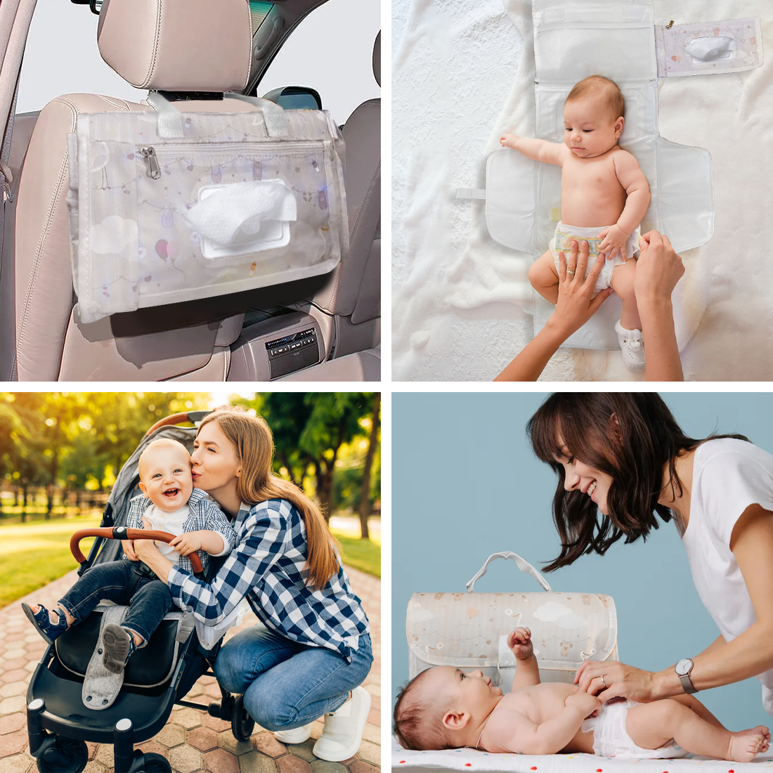 cambiador plegable para bebé con bolsillos